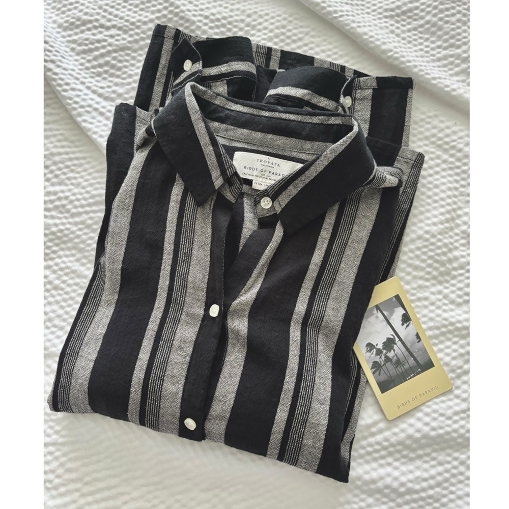 Trovata Striped Gauzey Boyfriend Style Boho Top